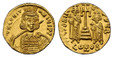 1087865 BYZANTINE.  Constantine IV Pogonatus, with Heraclius and Tiberius. (Emperor, 668-685 AD). Struck 668-685 AD. 2nd officina AV Solidus. NGC MS (Mint State) Strike 5/5 Surface 4/5 Clipped.  Constantinople. 19mm. 4.41gm. D N CONST-ANIЧS P P. H...