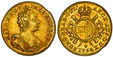 1087194 AUSTRIAN NETHERLANDS. Maria Theresa. 1754-(hand) R AV Souverain d'Or. PCGS AU58.  By Jacques Roëttiers. Antwerp. 5.54gm. MAR · TH · D · G · R · IMP · G · HUN · BOH · R ·. Bust with décolletage right / ARCH · AUS · DUX · BURG · BRAB · C · F...