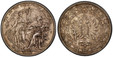 1087625 AUSTRIA. Franz Joseph I. (Emperor, 1848-1916). 1880 AR 2 Florin (Shooting Thaler). PCGS MS63.  By A. Scharff. 36mm. UEB AUG UND HAND FUERS VATERLAND (With bow and hand for the Fatherland.). Draped allegorical figures, one standing with ins...