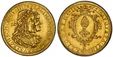 1087397 GERMAN STATES. Augsburg. Ferdinand III and Eleonora Gonzaga. (Holy Roman Emperor, 1637-1657). 1657 AV 2 Ducats. PCGS AU55.  6.88gm. AVGVSTA. VIND - ELICORVM. Pine cone in oval baroque frame, date divided at top / FERDINAND. III. R. I. S. A...