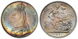 1087940 GREAT BRITAIN. Victoria. (Queen, 1837-1901). 1887 AR Crown. NGC MS63.  Edge: Reeded. VICTORIA D:G: BRITT: REGINA: F:D:. Bust left wearing small crown and veil / St. George slaying dragon right. KM 765; SCBC-3921; ESC-2585 (Prev. ESC-296); ...