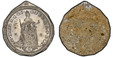 1087710 HUNGARY. Maria Theresia. 1765-KB KB/KD Tin Off-Metal 2 Ducats (Pair). PCGS MS64.  3.50gm. & 2.70gm. M · THER · D: G · R · I · -  G · H · B · R · A · A · D · B · C · T ·. Standing Monarch in ornamented dress with orb in the left hand, scept...