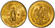 1086757 MEXICO. 1926 AV 50 Pesos. PCGS MS64.  Mexico City. Edge: INDEPENDENCIA Y LIBERTAD. ESTADOS UNIDOS MEXICANOS. National arms, eagle right / Winged Victory. KM 481.

Commemorative issue for the 100th Anniversary of Independence from Spain.

P...