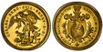 1087588 SWISS CANTONS. Luzern. Beromünster. (c. 19th Century) ND SBF AV Medal of 3 Ducats Weight. PCGS MS67 Restrike.  By S. Burger. Edge: Plain. 10.96gm. Helmeted shield of arms with a lion striding left; branches below / The Archangel Michael wi...
