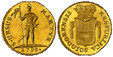 1088227 SWISS CANTONS. Solothurn. 1798 AV 2 Duplone. NGC MS64.  SOLODORENSIS RESPUBLICA. Crowned arms with garland / S · URSUS MARTYR. Standing Saint with flag, slanted sword behind, date below. KM 61.

Currently the finest known at NGC as of Sept...