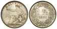 1088001 SWITZERLAND. 1861-B AR Franc. PCGS MS65.  Bern mint. 5gm. Seated Helvetia / Value, date within wreath. KM 9a; Divo 30.
Housed in an old PCGS holder (green label).

Please use this link to verify the PCGS certification number <a href="http:...