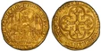 1087486 FRANCE. Philip VI le Fortuné. (King, 1328-1350). (1328-50) AV Ecú d'or. PCGS MS63.  29.5mm. 4.53gm. + PhILIPPVS : DЄI xx GRA xFRAnCORVM : RЄX. King seated on Gothic throne, a sword in his right hand and his left supporting a shield / + o X...