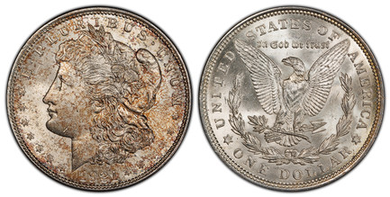 1068712 UNITED STATES OF AMERICA. 1921 AR Morgan Dollar. PCGS MS63.  By George T. Morgan. U.S. Mint, Philadelphia. E.PLURIBUS.UNUM. Laureate head left, date below flanked by stars / UNITED STATES OF AMERICA. Eagle within 1/2 wreath. KM 110.

Pleas...