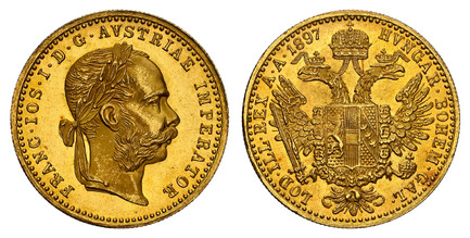 1080040 AUSTRIA. Franz Joseph I. (Emperor, 1848-1916). 1897 AV Ducat. NGC MS66.  Vienna. 6.03gm. Laureate head right, heavy whiskers / Crowned imperial double eagle. KM 2267; Fr.-493; Her.-166; Jaeger 344.

Please use this link to verify the NGC c...