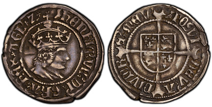 1084458 GREAT BRITAIN. England. Henry VII. (King, 1485-1509). (1504-49) ND-(Martlet) AR 1/2 Groat (Twopence). PCGS VF35.  Canterbury Mint. Crowned bust, right / Square-topped coat-of-arms over long cross fourchee. SCBC-2261; North 1750.

Please us...