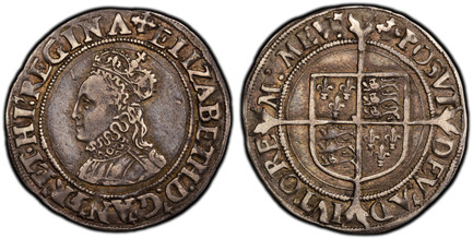 1084464 GREAT BRITAIN. England. Elizabeth I. (Queen, 1558-1603). (1560-61) ND-(Cross Crosslet) AR Groat (Fourpence). PCGS AU50.  London mint. Crowned bust, left / Square-topped shield of arms over long cross fourchee. SCBC-2556; North 1986.

Pleas...