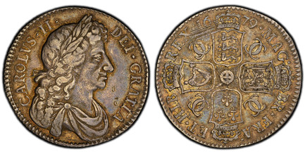 1084489 GREAT BRITAIN. England. Charles II. (King, 1660-1685). 1679 AR Halfcrown. PCGS XF45.  Fourth bust of Charles II. KM 438.1; SCBC-3367; ESC-497 (Prev. ESC-490).

Please use this link to verify the PCGS certification number <a href="http://ww...