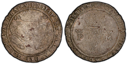 1084540 IRELAND. Philip & Mary. (1554-1558). 1556-(rose) AR Groat. PCGS VF30.  Tower (London) mint. PHILIP · Z · MARIA · D · G · REX · ET · REGINA · ANG (date). Facing, bareheaded busts of Philip and Mary, a crown above them divides date, all with...