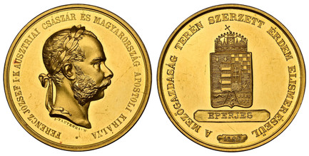 1084424 AUSTRIA. Franz Joseph I. (Emperor, 1848-1916). 1898-Dated AV Medal (8 Ducat weight). NGC PR61 Cameo.  By Josef Tautenhayn. Vienna. 39mm. 28.00gm. Laureate bust, right; signed below truncation / Crowned shiled of arms; inscribed banner [EPE...