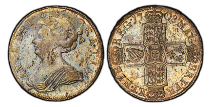 1086031 GREAT BRITAIN. Anne. (Queen, 1702-1714). 1708 AR Halfcrown. PCGS AU58.  ANNA · DEI · - GRATIA ·. Bust left / MAG - BRI · FR - ET · HIB - · REG ·. English and Scottish shield halved. KM 525.1; SCBC-3604.

Please use this link to verify the ...