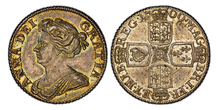 1085532 GREAT BRITAIN. Anne. (Queen, 1702-1714). 1709 AR Shilling. PCGS MS62.  ANNA · DEI · - GRATIA ·. Third bust left / MAG - BR · FRA - ET · HIB - REG ·. Crowned shield in cruciform. KM 523.1; SCBC-3610.

Please use this link to verify the PCGS...