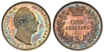 1084757 GREAT BRITAIN. William IV. (King, 1830-1837). 1831 AR Shilling. NGC PR66 Cameo.  Edge: Plain. 5.65519999999999gm. GULIELMUS IIII D:G: BRITANNIAR: REX F:D:. Head, right; block W. W. on truncation / Crown above denomination within wreath. KM...