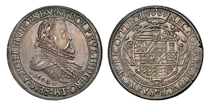 1086123 AUSTRIA. Rudolf II. 1604 AR 2 Thaler. NGC MS62.  Hall. RVDOLPHVS II: DG: ROM: IM: SEM: AV: GER: HV: BO: REX ·. Bust of Rudolph II right in inner circle. KM 57.2; Dav.-3004.
Housed in an oversized holder.

Please use this link to verify the...
