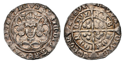 1086023 GREAT BRITAIN. England. Henry VI. (King, First Reign, 1422-61). (1445-1454) ND AR Groat. NGC MS64.  Tower (London) Mint. 3.90gm. Crowned facing bust; a pellet each side of crown with two extra pellets by hair and a leaf on breast / Long cr...