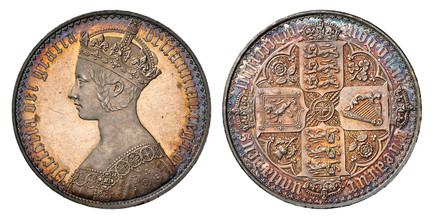 1085502 GREAT BRITAIN. Victoria. 1847 AR Crown. NGC PR64 Cameo.  Royal Mint. Edge: UN DECIMO. VICTORIA DEI GRATIA BRITANNIAR. REG: F:D. Crowned bust left / TUEATUR UNITA DEUS, ANNO DOM MDCCCXLVII. Crowned shields of England, Scotland and Ireland i...