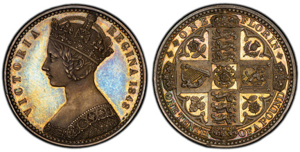 1086047 GREAT BRITAIN. Victoria. (Queen, 1837-1901). 1848 AR Pattern Gothic Florin, Two Shillings. PCGS PR65.  London. Edge: Plain. VICTORIA REGINA. Crowned bust left / Crowned shields of England, Scotland and Ireland in cross formation with flowe...