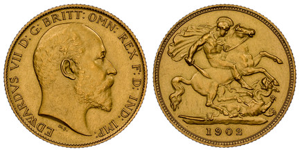1086703 GREAT BRITAIN. Edward VII. (King, 1901-1910). 1902 AV Half-Sovereign. NGC PR61 Matte.  Head right / St. George slaying the dragon. KM 804; SCBC-3974A.

Please use this link to verify the NGC certification number <a href="https://www.ngccoi...