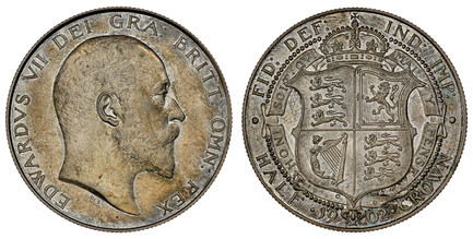 1086705 GREAT BRITAIN. Edward VII. (King, 1901-1910). 1902 AR Halfcrown. NGC PR64 Matte.  Edge: Reeded. Head right / Crowned and quartered shield within Garter band. KM 802; SCBC-3980.

Please use this link to verify the NGC certification number <...