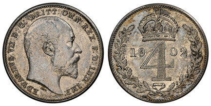 1086709 GREAT BRITAIN. Edward VII. (King, 1901-1910). 1902 AR 4-Piece Maundy Set. NGC PR62-PR61 Matte.  Bare head, right / Crowned denomination divides date within oak wreath. KM MDS 158 (KM 795- KM 796, KM 797.1 - KM 798); SCBC-3985 (SCBC-3986 th...