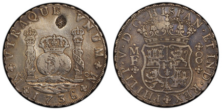 1086478 NETHERLANDS EAST INDIES. Madura Island. Sultanate of Sumenep, Sultan Paku Nata Ningrat. (1811-1854) AR Ducaton. PCGS Genuine - VF Details Cleaned.  Variety S1d (Floral design). cf. KM 201.1; KM-103 (host).

Counterstruck on a Mexican 1736-...