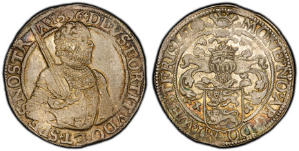 1086313 NETHERLANDS. West Friesland. Willem the Silent. 1596 AR Daalder. PCGS MS62.  Armored bust, right; holding sword over shoulder / Large elaborate tournament helm above arms. KM 6; Dav.-8865; Delmonte S924.

Please use this link to verify the...