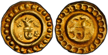 1086091 SWISS CANTONS. Basel. (c. 16th Century) ND AV Off-Metal Rappen. PCGS AU58.  0.88gm. Baselstab within beaded circle / (Inverse impression of obverse design). Richter 1-37; HMZ-2-69b.

Please use this link to verify the PCGS certification nu...