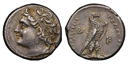 1084938 GREEK. SICILY. Syracuse. Gelon, son of Hieron II. (King, before 266 BC – 216 BC). Struck 216-215 BC. AR 4 Litrae or Drachm. NGC XF✭ (Extremely Fine ✭) Strike 4/5 Surface 5/5.  3.38gm. Diadem bust, left / ΣΥΡΑΚΟΣΙΟΙ – ΓΕΛΩΝΟΣ// BA – K. Eagl...