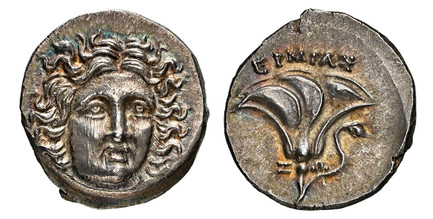 1084797 GREEK. KINGDOM OF MACEDON. Perseus. (King, 179-168 BC). Struck circa 175-170 BC. Magistrate Hermias AR Drachm. NGC MS (Mint State) Strike 5/5 Surface 4/5.  Uncertain mint in Thessaly; Hermias, magistrate. 16mm. 2.75gm. Head of Helios facin...