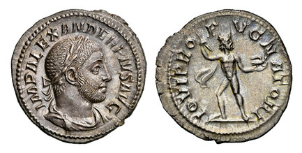 1086368 ROMAN IMPERIAL.  Severus Alexander. (Emperor, 222-235 AD). Struck 232 AD. AR Denarius. NGC MS✭ (Mint State ✭) Strike 5/5 Surface 5/5.  Rome. 19.5mm. 3.30gm. IMP ALEXANDER PIVS AVG. Bust of Severus Alexander, laureate, draped, cuirassed, ri...