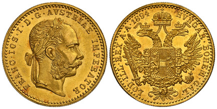 1085537 AUSTRIA. Franz Joseph I. (Emperor, 1848-1916). 1894 AV Ducat. NGC MS66.  Vienna. 3.49gm. Laureate head right, heavy whiskers / Crowned imperial double eagle. KM 2267.

Please use this link to verify the NGC certification number <a href="ht...
