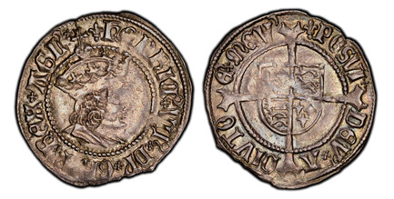 1086588 GREAT BRITAIN. England. Henry VII. (King, 1485-1509) . (1502-04) ND-(Lis) AR Half Groat. PCGS MS62.  London. Crowned bust, right / Long cross over quartered shield of arms. SCBC-2259; North 1740.

Please use this link to verify the PCGS ce...