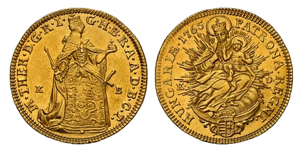 1085429 HUNGARY. Maria Theresia. 1765-K-B KBII/KD (Sigismund Klemmer von Klemmersberg, mintmaster and Paschal Josef von Damiani, Warden) AV Ducat. NGC MS61.  Kremnitz. 3.46gm. M · THER · D · G · R · I · -  G · H · B · R · A · A · D · B · C · T ·. ...