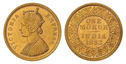 1085353 INDIA-BRITISH. Victoria. (Queen, 1837-1901). 1882-C AV Mohur. NGC MS62.  Calcutta. VICTORIA EMPRESS. Crowned bust left / Value and date within beaded circle and wreath. KM 496; Pridmore 14, S&W 6.11.

Please use this link to verify the NGC...