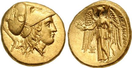 1087635 GREEK. KINGDOM OF MACEDON. Alexander III, 'the Great'. (King, 323-317 BC). Early posthumous issue, struck circa 323-318/7 BC. AV Stater. NGC Ch. AU (Choice About Uncirculated) Strike 5/5 Surface 4/5Fine Style.  Sardes. 17mm. 8.59gm. Head o...