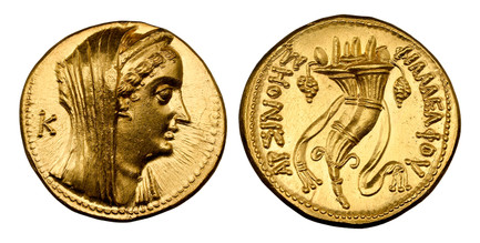 1084576 GREEK. PTOLEMAIC KINGS OF EGYPT. Arsinoe II Philadelphos. (Wife of Ptolemy II, died 270/268 BC). Posthumous issue, Class III,  circa 164/163 - 140 BC. AV Mnaieion – 'Oktadrachm'. NGC MS (Mint State) Strike 5/5 Surface 2/5.  Alexandria mint...