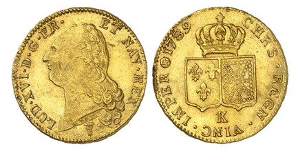1087501 FRANCE. Louis XVI. 1789-K AV 2 Louis d'Or. NGC MS63.  Bordeaux. 28.5mm. 15.23gm. LUD. XVI. D. G. FR. - ET NAV. REX. Head left / CHRS. REGN. VINC. IMPER (date). Crowned arms of France and Navarre in shields. KM 592.8; Duplessy 1706; Fr.-474...