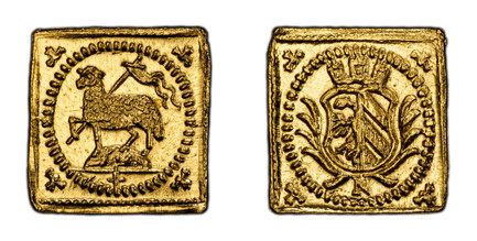 1084293 GERMAN STATES. Nürnberg. (1700-Dated)-N AV 1/8 Ducat, Klippe. PCGS MS67.  0.46gm. Crowned arms in branches / Paschal lamb. KM 249; Fr.-1894; Kellner 99.

Please use this link to verify the PCGS certification number <a href="http://www.pcgs...