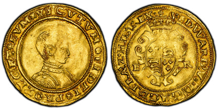 1087222 GREAT BRITAIN. England. Edward VI. (King, 1547-1553). (1549) ND-(Y) AV Half-Sovereign. PCGS AU58.  London (Tower) mint. 5.45gm. Cuirassed bare head bust, right / Crowned shield of arms divides E – R to either side. SCBC-2435; North 1908.

...