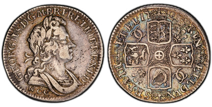 1086142 GREAT BRITAIN. George I. (King, 1714-1727). 1723 AR Shilling. PCGS VF35.  26.5mm. 5.86gm. GEORGIVS · D · G · M · BR · FR · ET · HIB · REX · F · D ·. Second laureate bust right with loop in tie, W.C.C. below / BRVN - ET · L · DVX - S · R· I...