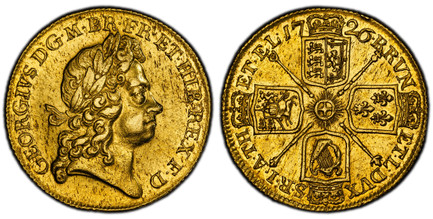 1087227 GREAT BRITAIN. George I. (King, 1714-1727). 1726 AV Two Guineas. PCGS AU55.  GEORGIUS · D · G · M · BR · FR · ET · HIB · REX · F · D ·. Laureate head right / BRVN - ET · L · DVX - S · R · I · A · TH - ET · EL ·. Crowned shields in crucifor...