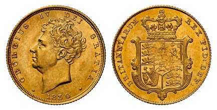 1086865 GREAT BRITAIN. George IV. (King, 1820-1830). 1830 AV Sovereign. NGC MS62.  GEORGIUS IV DEI GRATIA. Head left / BRITANNIARUM REX FID: DEF:. Crowned arms within cartouche. KM 696; SCBC-3801; Friedberg 377.

Please use this link to verify the...
