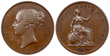 1087416 GREAT BRITAIN. Victoria. (Queen, 1837-1901). 1839 Bronzed Copper Penny. NGC PR65BN (Brown).  Head left / BRITANNIAR: REG: FID: DEF:. Britannia seated right. KM 739a. Proof; SCBC-3948.

Please use this link to verify the NGC certification n...