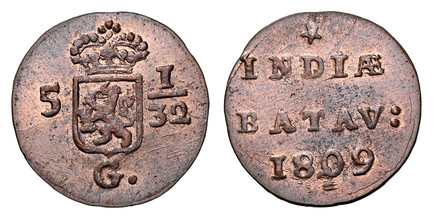 1085882 NETHERLANDS EAST INDIES. 1809 CU 1/2 Duit. NGC MS64RB (Red-Brown).  INDIAE / BATAV:. Inscription, date below / Crowned States General arms divide value 5 - 1/32, G. below. KM 75; Scholten 563; Passon 25.3.

Please use this link to verify t...