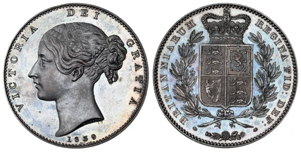 1087964 GREAT BRITAIN. Victoria. (Queen, 1837-1901). 1839 AR Crown. NGC PR63.  Edge: Plain. VICTORIA DEI GRATIA. Young head left, with two ornamental fillets, date below / BRITANNIARUM REGIBA FID: DEF:. Crowned arms within branches. KM 741. Proof;...