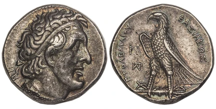 1087874 GREEK. PTOLEMAIC KINGS OF EGYPT. Ptolemy I Soter. (Pharaoh, 305/4-282 BC). Struck circa 290-285 BC. AR Tetradrachm. NGC AU✭ (About Uncirculated  ✭) Strike 5/5 Surface 5/5.  Alexandria. 14.301087863...1087876gm. Diademed bust right, wearing...
